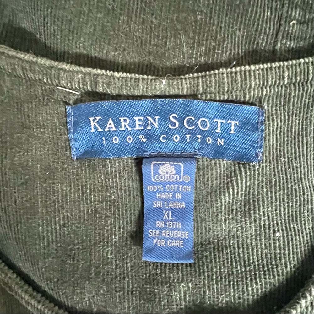Vintage Karen Scott Corduroy Dark Green Dress - Picture 2 of 2